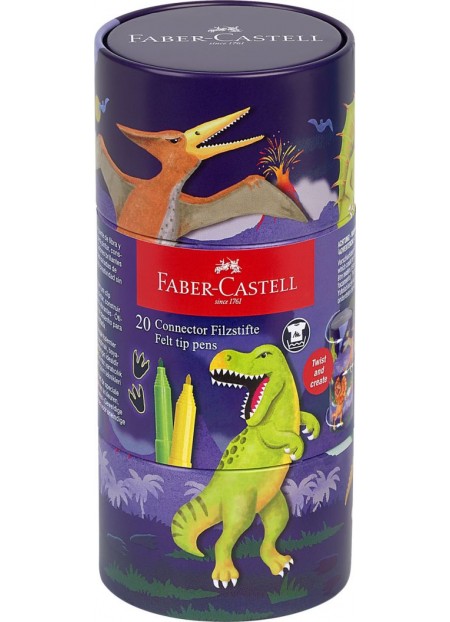 Carioca 20 culori dinozauri connector Faber-Castell