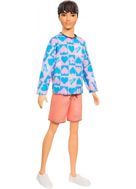 BARBIE PAPUSA BAIAT FASHIONISTAS CU BLUZA CU INIMIOARE 