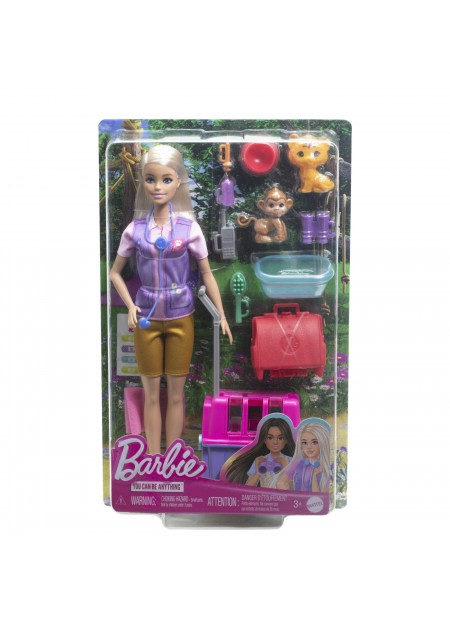 BARBIE YOU CAN BE SET PAPUSA CU DOUA ANIMALUTE DIN JUNGLA